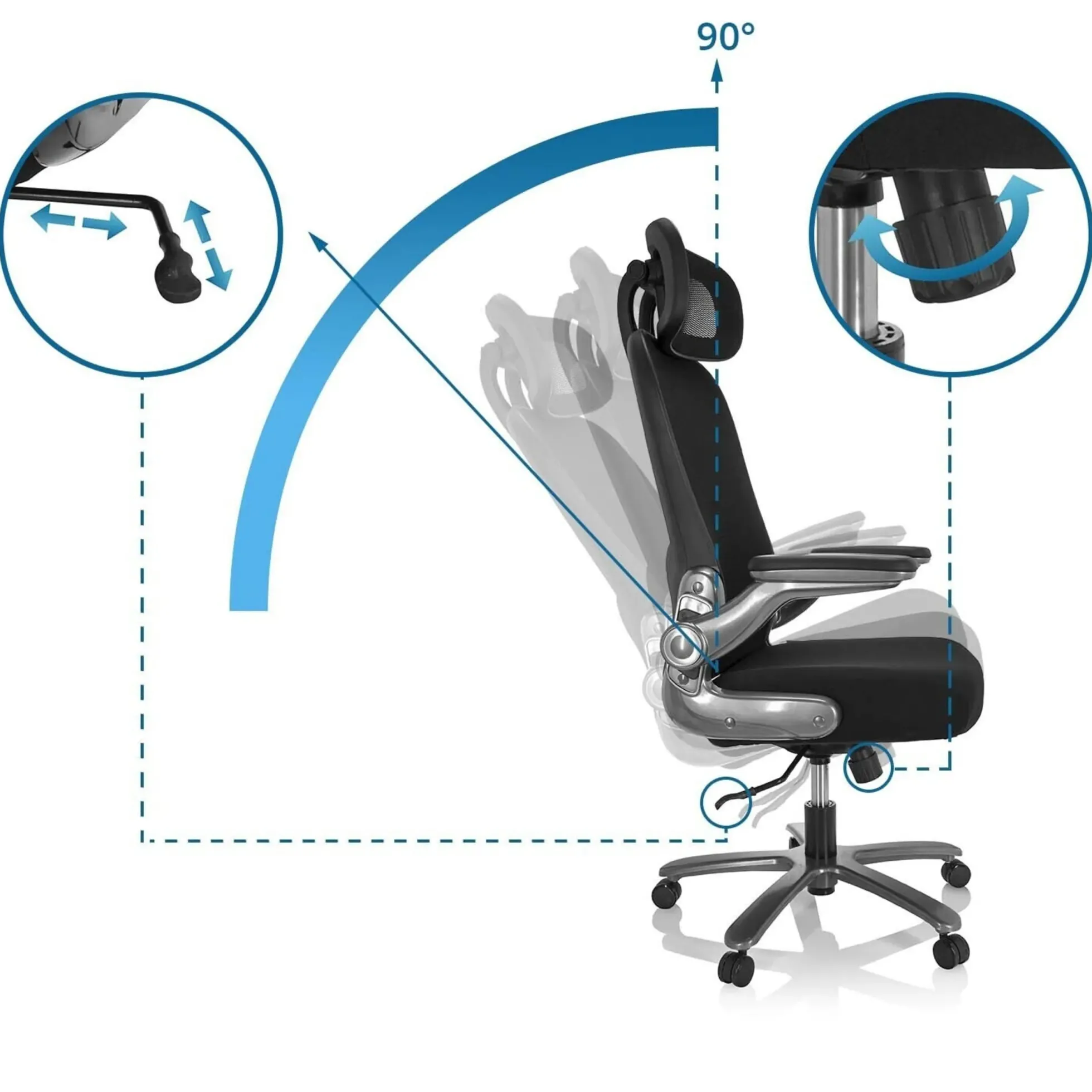 INSTRUCTOR T I PRO | Stoff/Netz - XXL Drehstuhl Schwarz