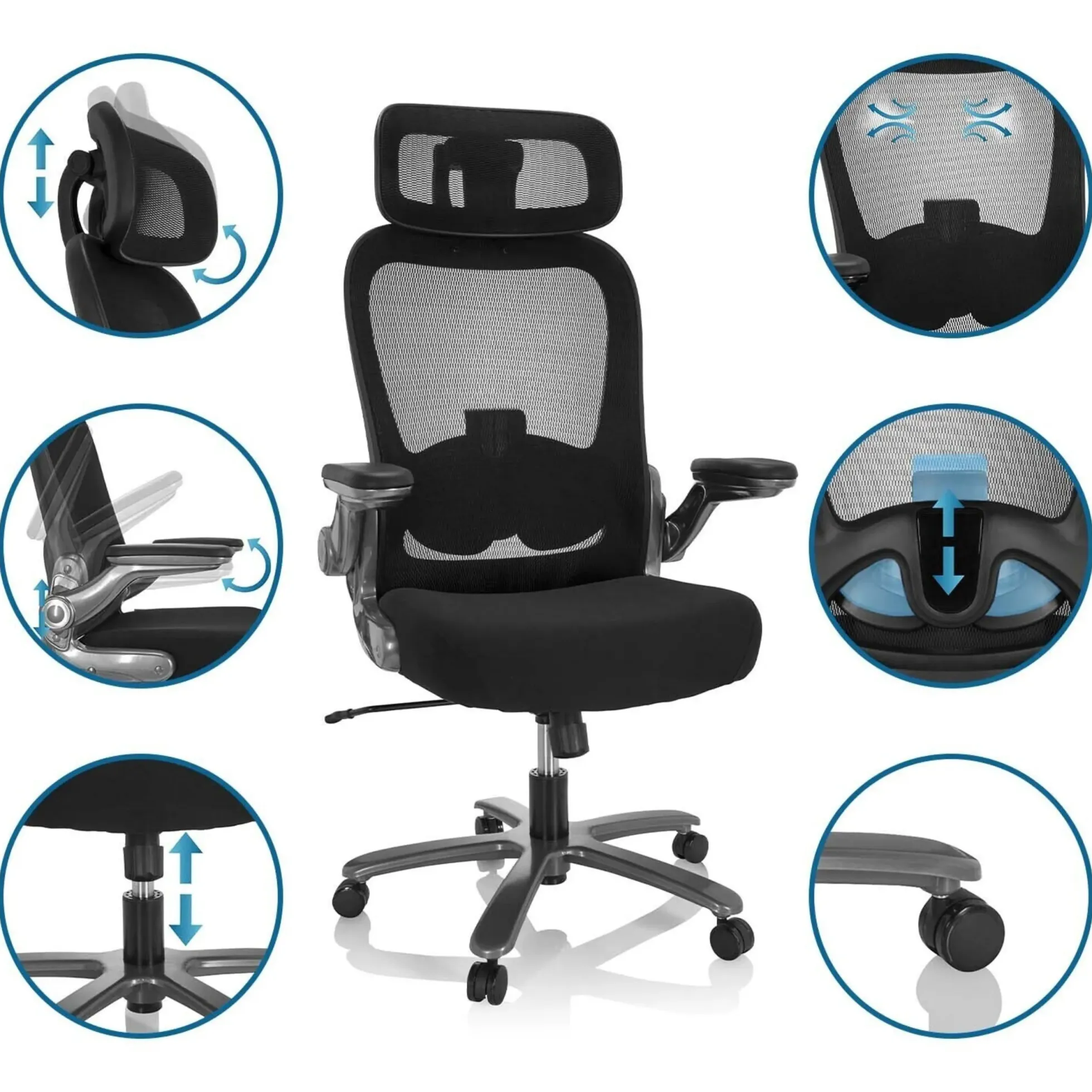 INSTRUCTOR T I PRO | Stoff/Netz - XXL Drehstuhl Schwarz