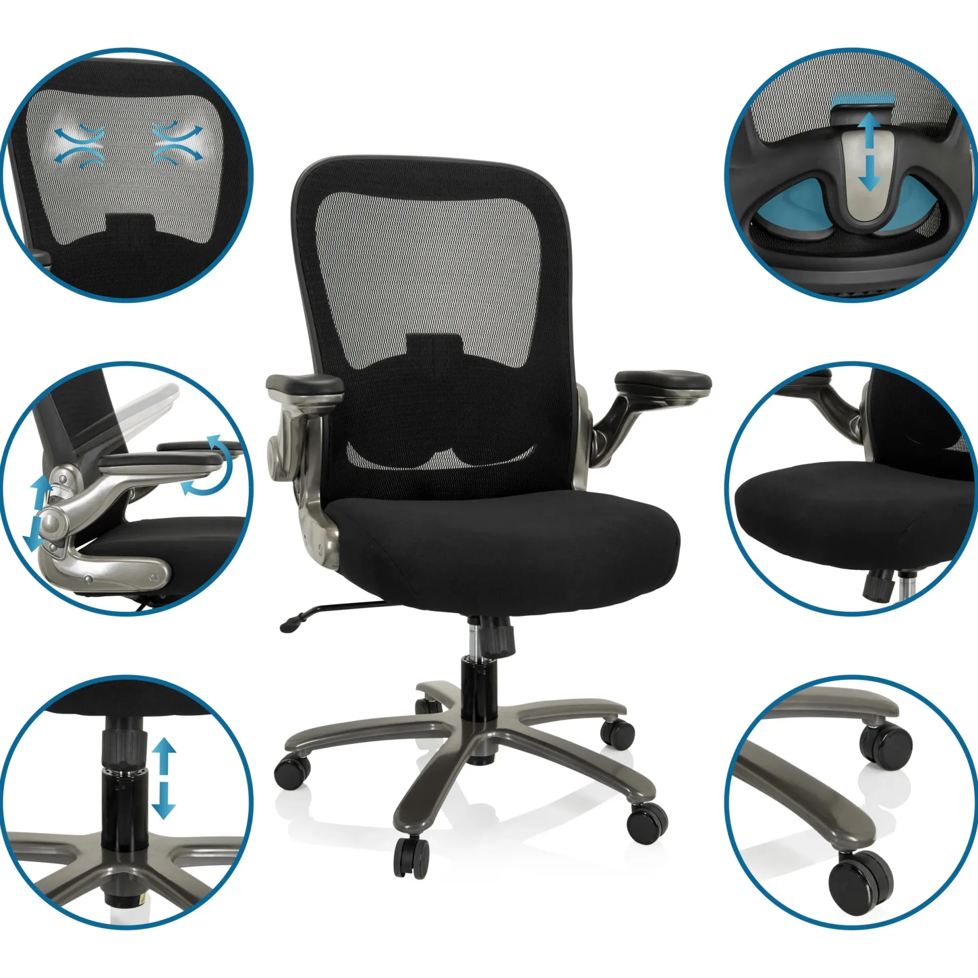 INSTRUCTOR T I | Stoff/Netz - XXL Drehstuhl Schwarz