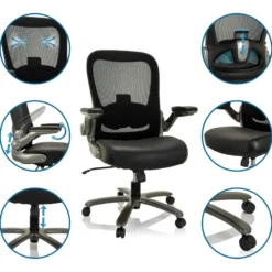 INSTRUCTOR XXL T I | Leder/Netz - XXL Drehstuhl Schwarz