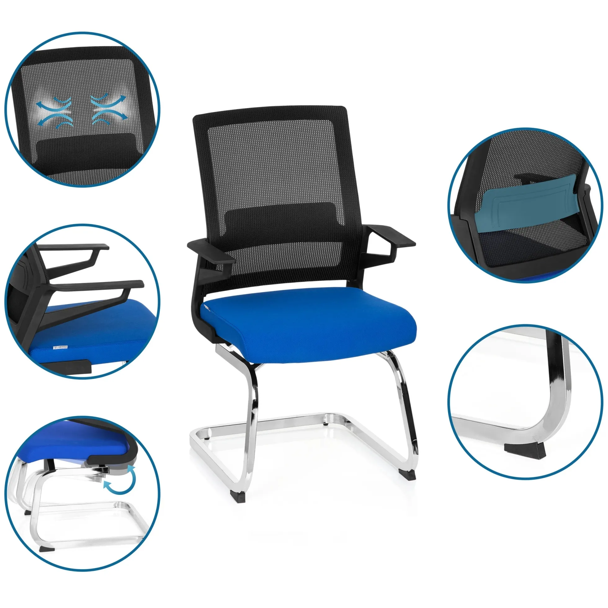INVENTOR V - Freischwinger Schwarz/Blau