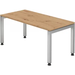 JAVA 16 S | Schreibtisch 160 x 80 höhenverstellbar Asteiche/Silber