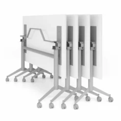 KALA 16 | Klapptisch fahrbar | 160 cm | Silber - Konferenztisch 160 x 80 Weiß
