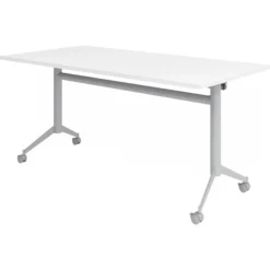 KALA 16 | Klapptisch fahrbar | 160 cm | Silber - Konferenztisch 160 x 80 Weiß