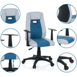 KIDDY EXTRA - Kinderdrehstuhl Grau/Blau