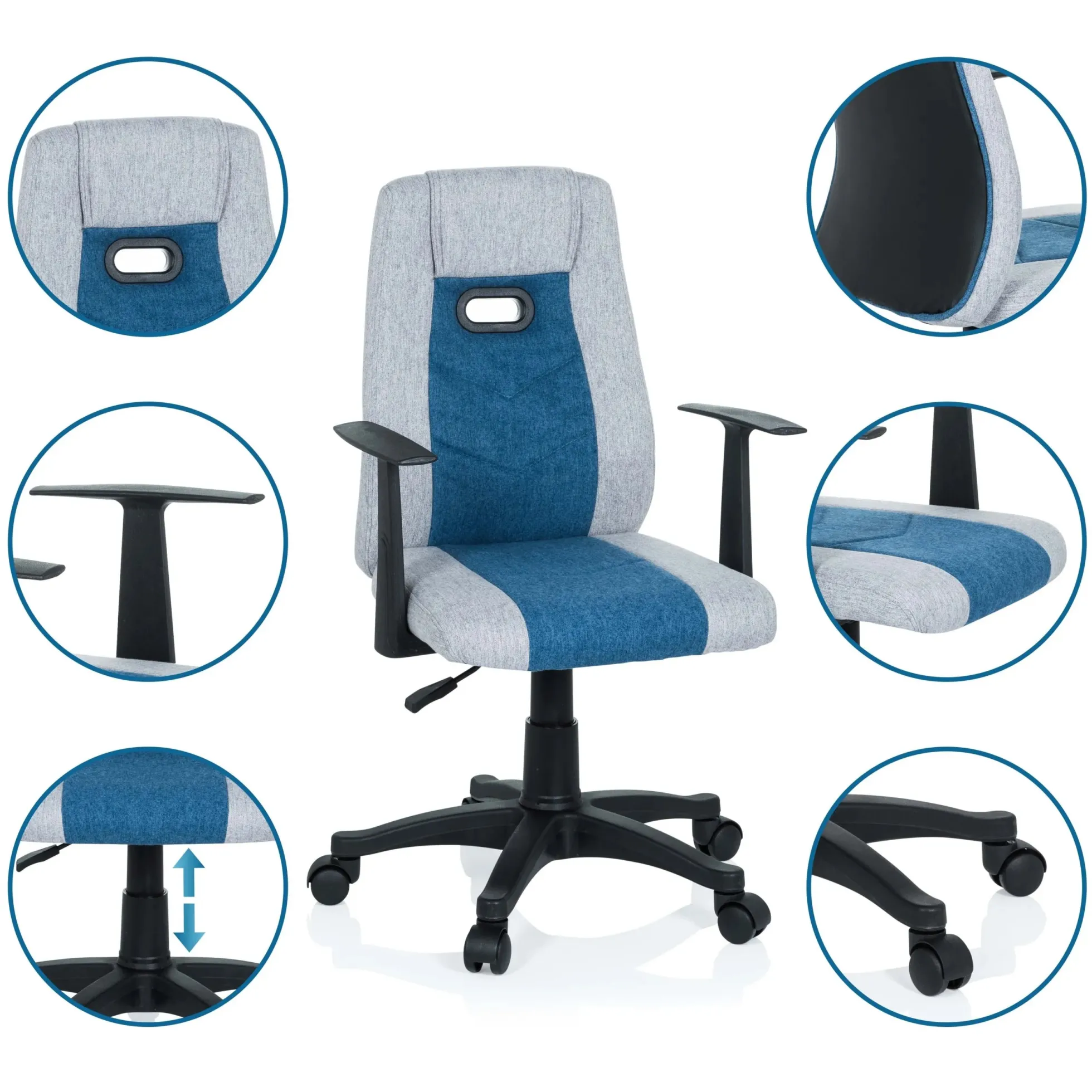KIDDY EXTRA - Kinderdrehstuhl Grau/Blau