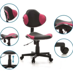 KIDDY GTI-2 - Kinderdrehstuhl Grau/Pink