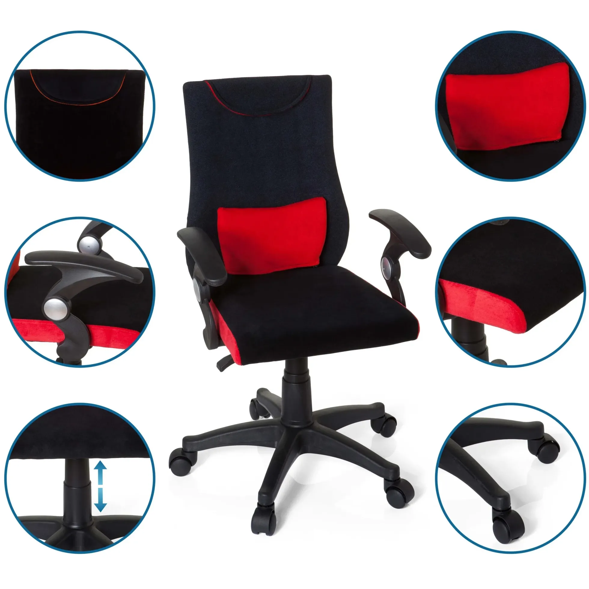 KIDDY PRO AL - Kinderdrehstuhl Schwarz/Rot
