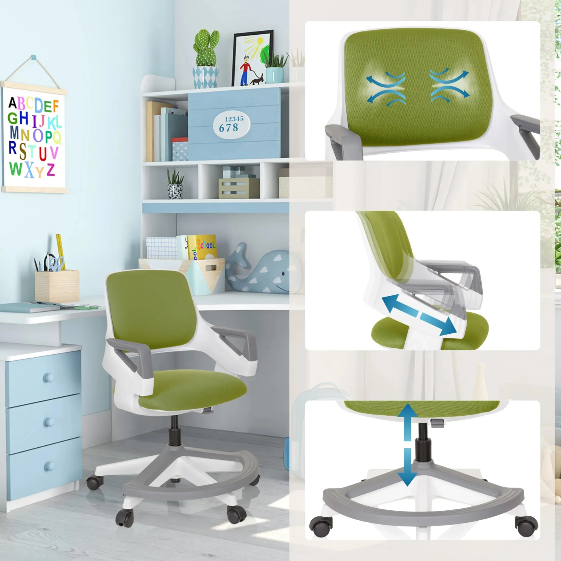KID FLEX - Kinderdrehstuhl Olivgrün