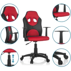 KID GAME AL - Kinderdrehstuhl Schwarz/Rot