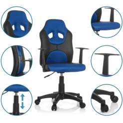 KID GAME AL - Kinderdrehstuhl Schwarz/Blau