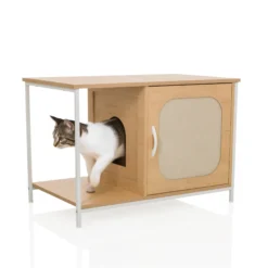 KITTYHOME 1 - Katzenhaus Weiß/Buche