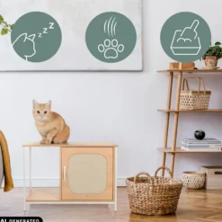 KITTYHOME 1 - Katzenhaus Weiß/Buche