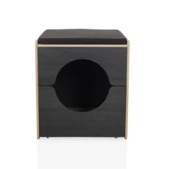 KITTY PAWBOX 2 - Katzenhaus Schwarz/Eiche