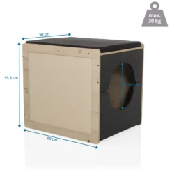 KITTY PAWBOX 2 - Katzenhaus Schwarz/Eiche