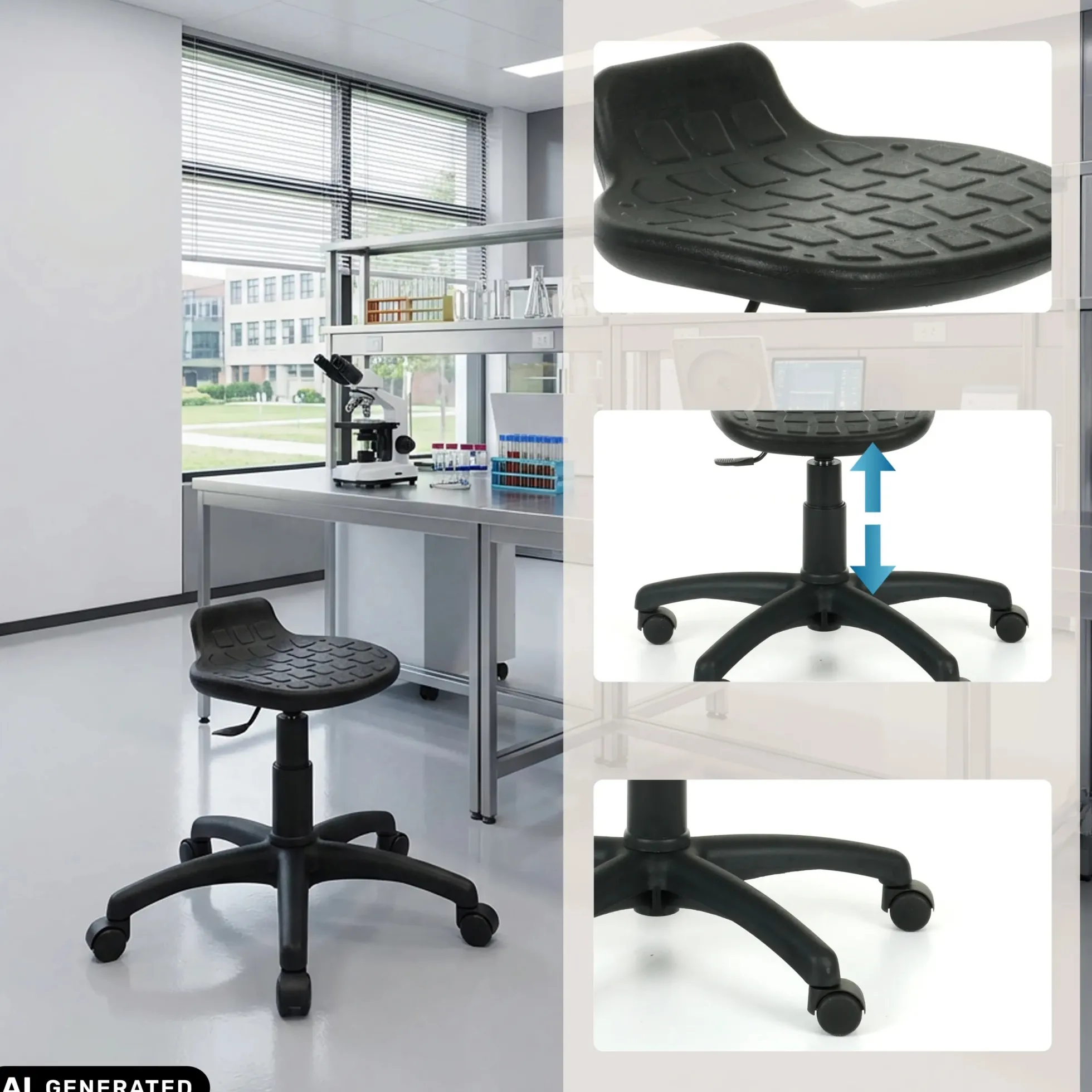 Labsto - Laborstuhl Schwarz