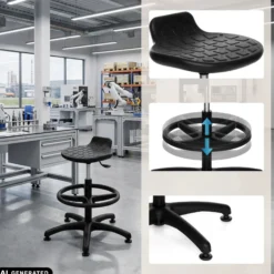 Labsto RB | inkl. Fußring - Laborstuhl Schwarz