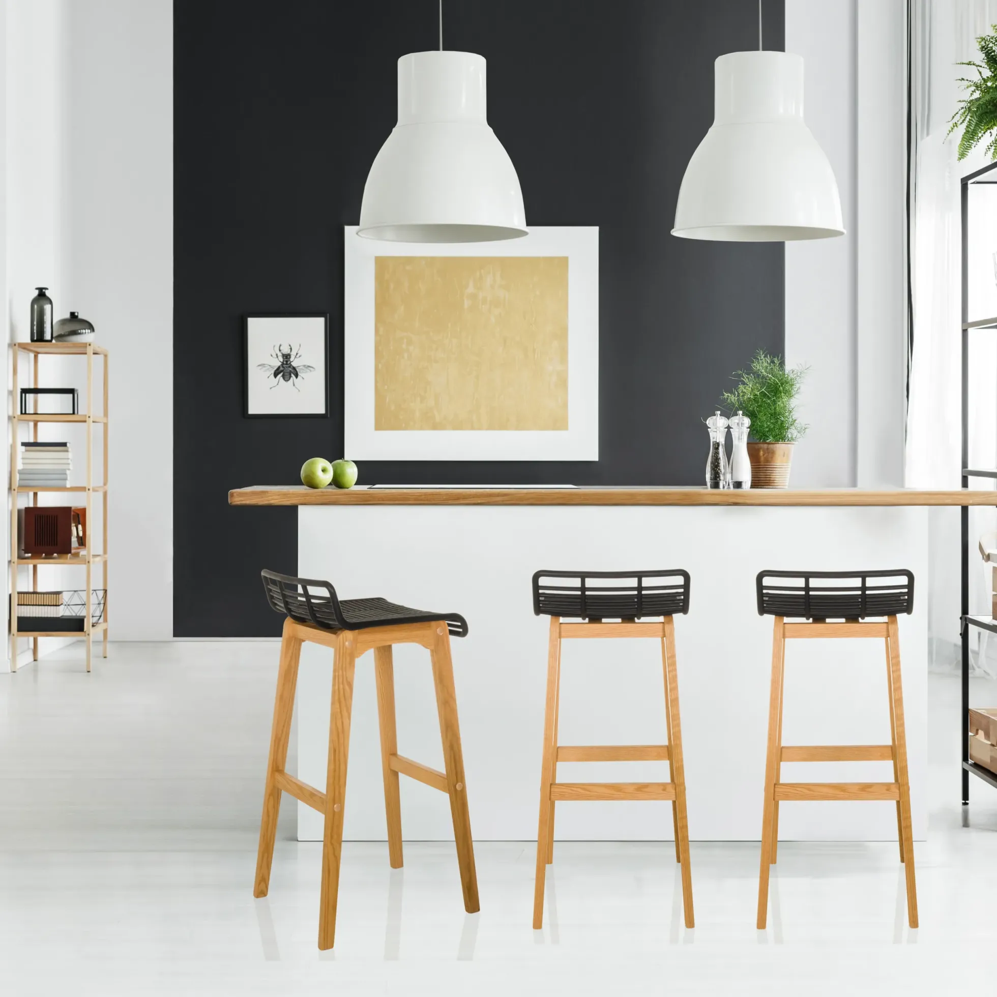LONSO W - Barhocker Eiche/Schwarz