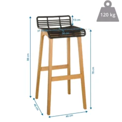 LONSO W - Barhocker Eiche/Schwarz