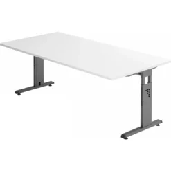 MEGA 2E G | Schreibtisch 200 x 100 höhenverstellbar Weiß/Graphit