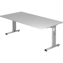 MEGA 2E S | Schreibtisch 200 x 100 höhenverstellbar Grau/Silber