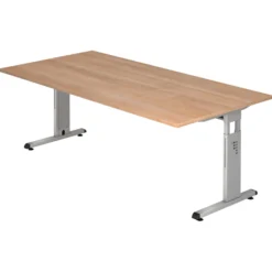 MEGA 2E S | Schreibtisch 200 x 100 höhenverstellbar Nussbaum/Silber
