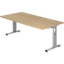 MEGA 2E S | Schreibtisch 200 x 100 höhenverstellbar Eiche/Silber