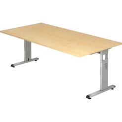 MEGA 2E S | Schreibtisch 200 x 100 höhenverstellbar Ahorn/Silber