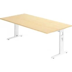 MEGA 2E W | Schreibtisch 200 x 100 höhenverstellbar Ahorn/Weiß
