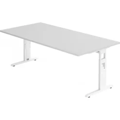 MEGA 2E W | Schreibtisch 200 x 100 höhenverstellbar Grau/Weiß