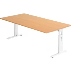 MEGA 2E W | Schreibtisch 200 x 100 höhenverstellbar Buche/Weiß