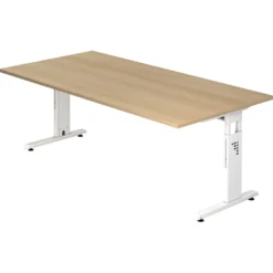 MEGA 2E W | Schreibtisch 200 x 100 höhenverstellbar Eiche/Weiß