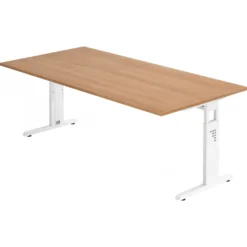 MEGA 2E W | Schreibtisch 200 x 100 höhenverstellbar Nussbaum/Weiß