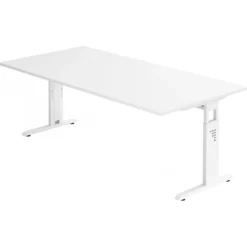 MEGA 2E W | Schreibtisch 200 x 100 höhenverstellbar Weiß/Weiß