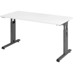 MEGA 614 G | Schreibtisch 140 x 67 höhenverstellbar Weiß/Graphit