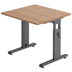 MEGA 8 G | Schreibtisch 80 x 80 höhenverstellbar Nussbaum/Graphit