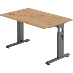 MEGA 8 G | Schreibtisch 80 x 80 höhenverstellbar Asteiche/Graphit
