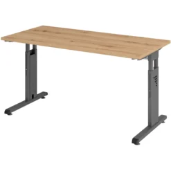 MEGA 614 G | Schreibtisch 140 x 67 höhenverstellbar Asteiche/Graphit