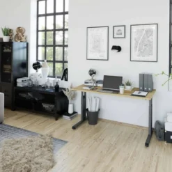 MEGA 614 G | Schreibtisch 140 x 67 höhenverstellbar Asteiche/Graphit