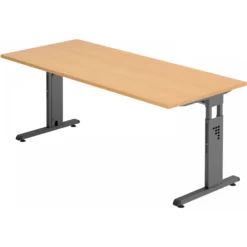MEGA 19 G | Schreibtisch 180 x 80 höhenverstellbar Buche/Graphit