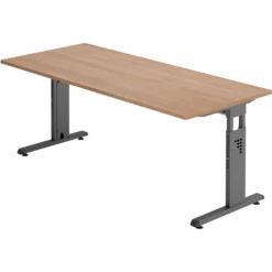 MEGA 19 G | Schreibtisch 180 x 80 höhenverstellbar Nussbaum/Graphit