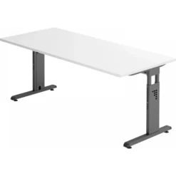MEGA 19 G | Schreibtisch 180 x 80 höhenverstellbar Weiß/Graphit