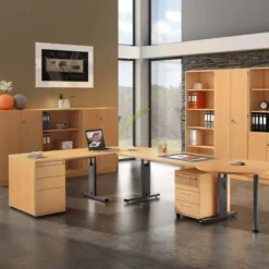 MEGA 16 G | Schreibtisch 160 x 80 höhenverstellbar Buche/Graphit