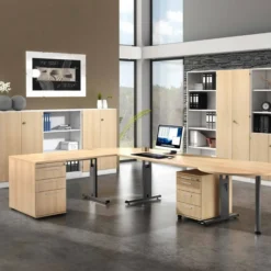 MEGA 16 G | Schreibtisch 160 x 80 höhenverstellbar Eiche/Graphit