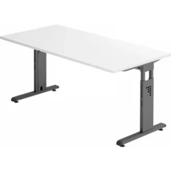 MEGA 16 G | Schreibtisch 160 x 80 höhenverstellbar Weiß/Graphit