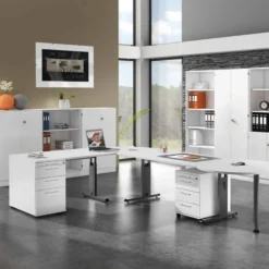 MEGA 16 G | Schreibtisch 160 x 80 höhenverstellbar Weiß/Graphit