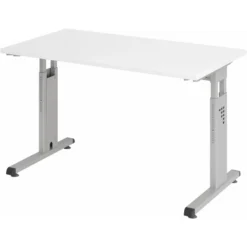 MEGA 612 S | Schreibtisch 120 x 67 höhenverstellbar Weiß/Silber
