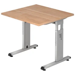 MEGA 8 S | Schreibtisch 80 x 80 höhenverstellbar Nussbaum/Silber