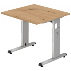 MEGA 8 S | Schreibtisch 80 x 80 höhenverstellbar Asteiche/Silber