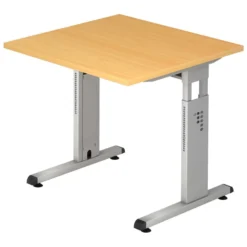 MEGA 8 S | Schreibtisch 80 x 80 höhenverstellbar Buche/Silber